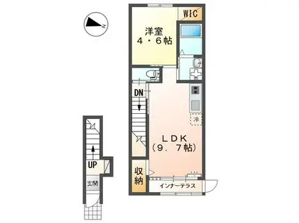 CASA.QUATTRO(1LDK/2階)の間取り写真