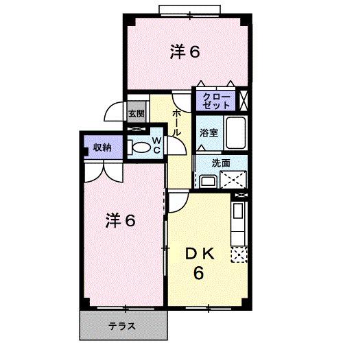 サニーサイドB(2DK/1階)の間取り写真
