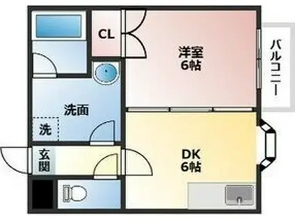 グレース一番館(1DK/2階)の間取り写真