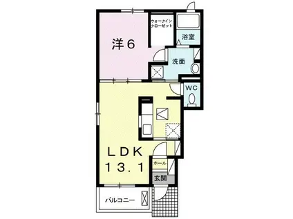 ルーブ フルール D(1LDK/1階)の間取り写真