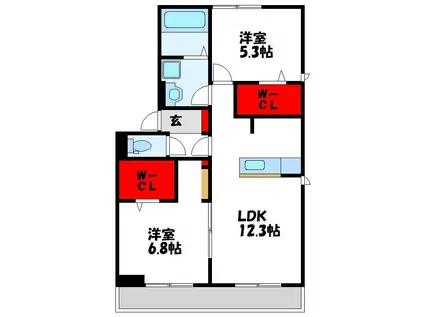 メゾン・モンレーヴ(2LDK/3階)の間取り写真