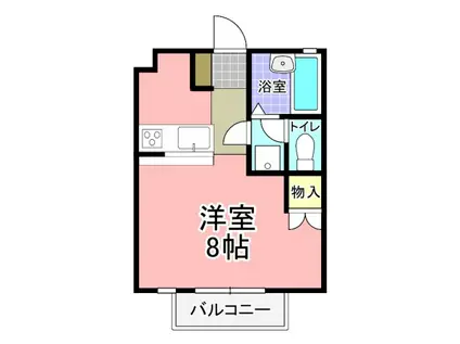 レインボーハイツ(ワンルーム/2階)の間取り写真