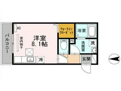 フェリーチェ西田(ワンルーム/1階)の間取り写真