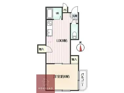 キャロル豊中本町II(1LDK/2階)の間取り写真