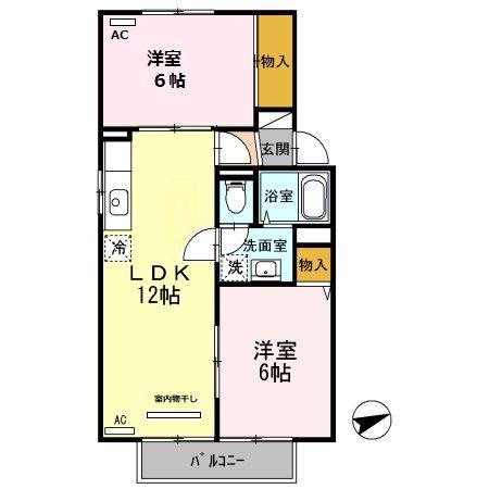 ファミール(2LDK/2階)の間取り写真