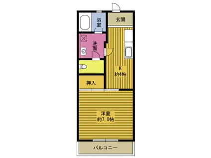 スカイハイツK(1K/3階)の間取り写真