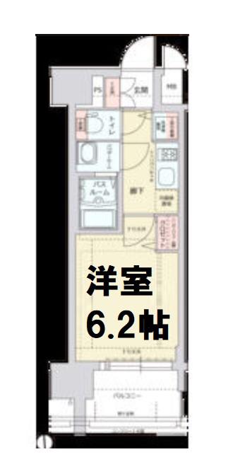 グランカリテ日本橋(1K/6階)の間取り写真