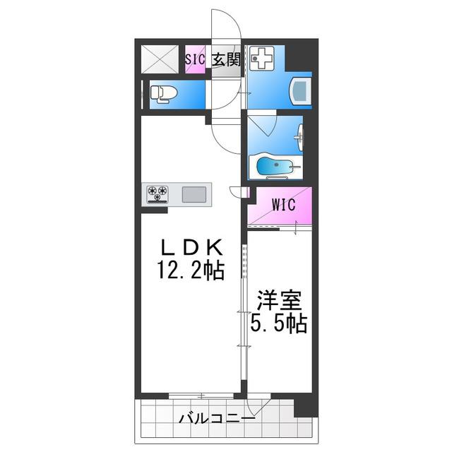 スプランディッド天王寺サウス(1LDK/3階)の間取り写真