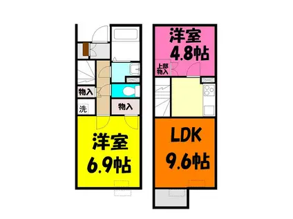 ハピネス大谷(2LDK/1階)の間取り写真