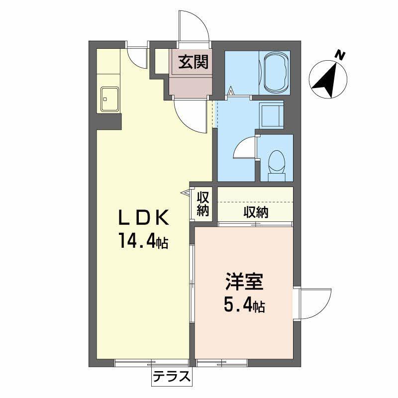 メゾン・グランディアB(1LDK/1階)の間取り写真