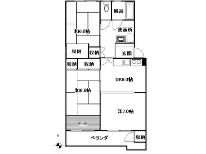 公田ハイツ4号棟(3DK/3階)の間取り写真