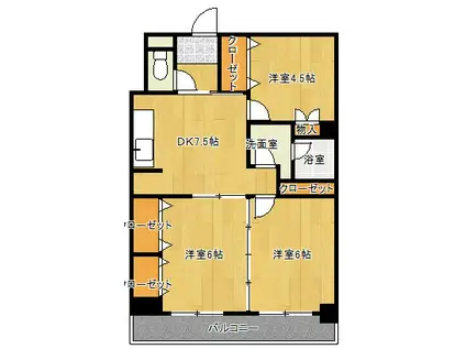 セントラル鍋島(3DK/2階)の間取り写真