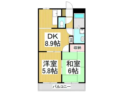 エポックシュー1番館(2DK/2階)の間取り写真