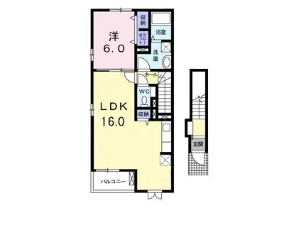 ユニヴェール(1LDK/2階)の間取り写真