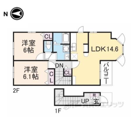 アルドーレ ウーノ(2LDK/2階)の間取り写真