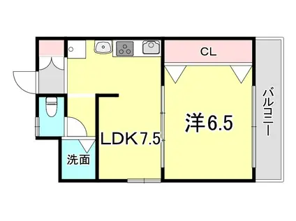 ラメゾン小河通(1LDK/2階)の間取り写真
