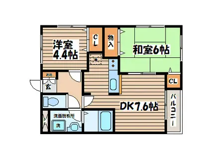 シャトウKTIII(2DK/2階)の間取り写真