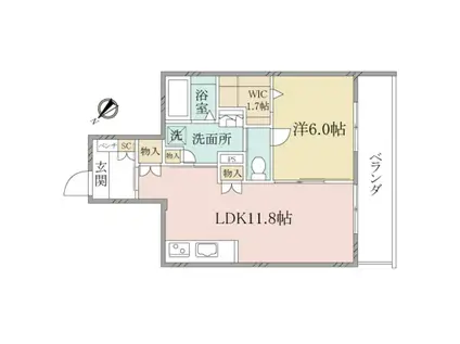 ヘーベルヴィレッジ西船橋(1LDK/3階)の間取り写真
