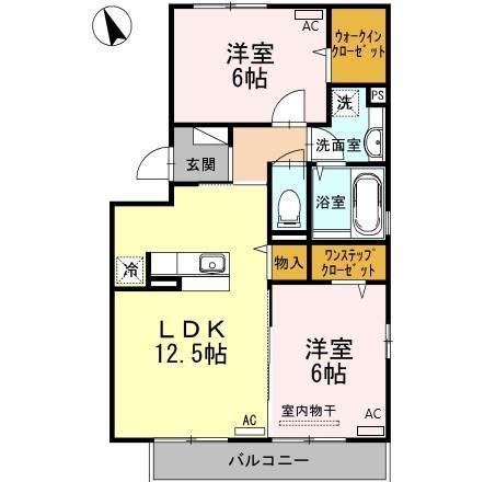 プレジール(2LDK/1階)の間取り写真