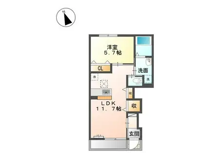 LESCHENTE7 レシェンテ7(1LDK/1階)の間取り写真