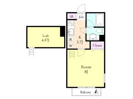 プラムアベニュー(1K/2階)の間取り写真