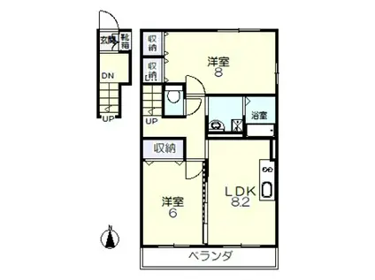 フルール壱番館(2LDK/2階)の間取り写真