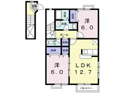 アルバーダKII (2LDK/2階)の間取り写真