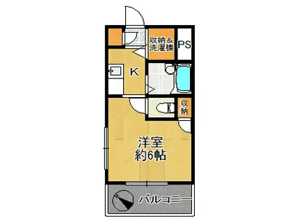 ジョイフル武庫川(1K/1階)の間取り写真