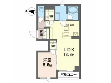 アルフラット二本杉(1LDK/1階)の間取り写真
