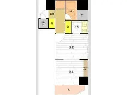 ライオンズシティ円山(1DK/2階)の間取り写真