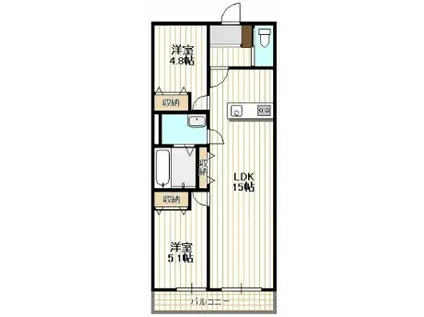 アマゾン・リリー(2LDK/2階)の間取り写真