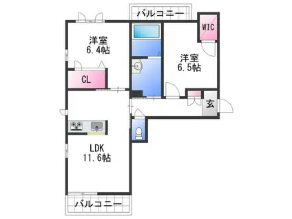 ベレオ園部(2LDK/3階)の間取り写真