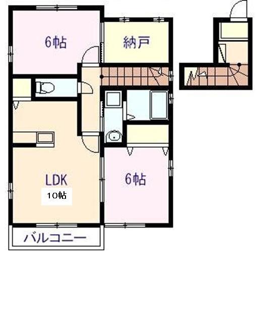 ネクスト吉村II(2LDK/2階)の間取り写真