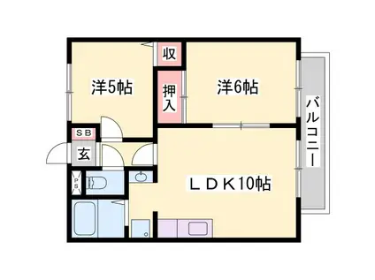 サンライフ新町 A棟(2LDK/2階)の間取り写真