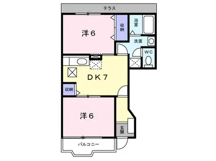 サニーヴィラ貳番館(2DK/1階)の間取り写真