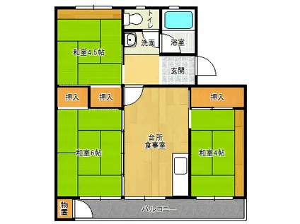 有野団地(3DK/5階)の間取り写真