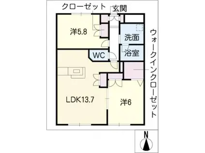 メゾン上名古屋(2LDK/1階)の間取り写真