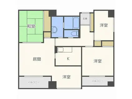 ヴィルヌーブ円山(3LDK/8階)の間取り写真