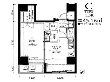 リヴシティ神田(1DK/9階)の間取り写真