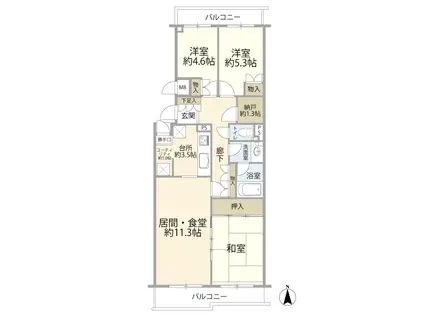 藤和ライブタウン中山(3SLDK/1階)の間取り写真