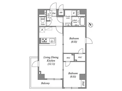 GRANPASEO田端A(2LDK/11階)の間取り写真