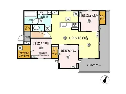 SIX REVES(3LDK/1階)の間取り写真