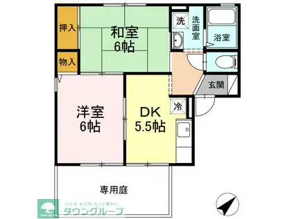 ファーストコート(2DK/1階)の間取り写真