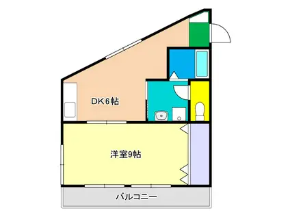 フラットミソノ(1DK/3階)の間取り写真