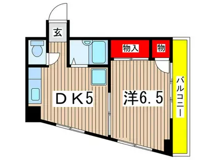 TKマンション(1DK/4階)の間取り写真