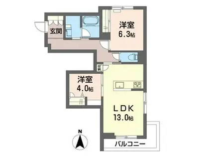 フレジア(2LDK/2階)の間取り写真