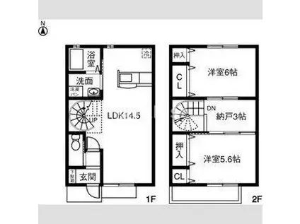 VEGA(2SLDK/1階)の間取り写真