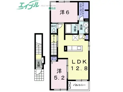 コンソラータ I(2LDK/2階)の間取り写真