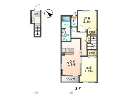 プレジャーズ(2LDK/2階)の間取り写真