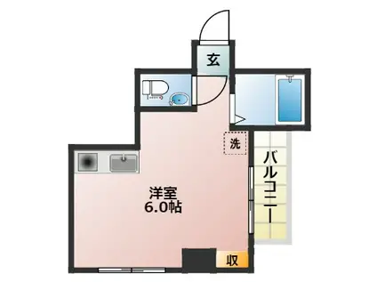 ポッポII(ワンルーム/3階)の間取り写真